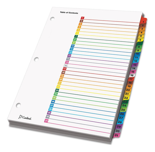 Tabla De Contenidos Y Divisores Imprimibles Cardenal