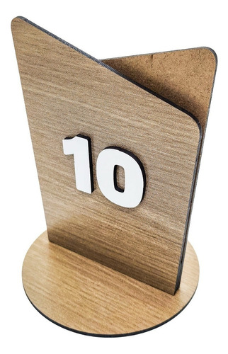 10 Placas De Números Para Mesa De Mdf Com Suporte P/ Comanda