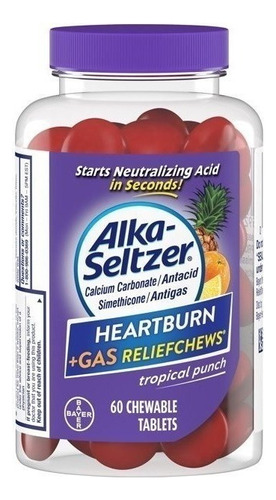 Alkaseltzer Masticables Para Alivio De Acidez Y Gas, 60caps