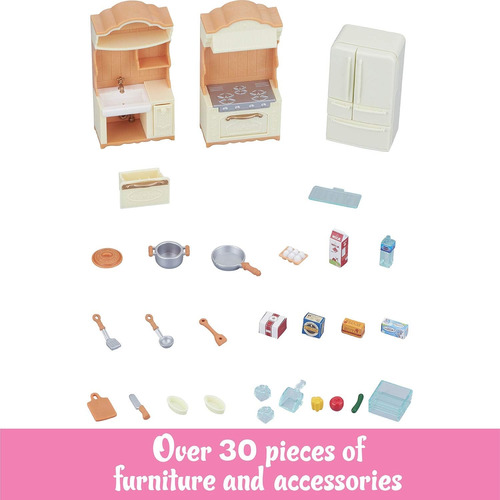 Calico Critters Juego Cocina Comida Miniatura Juguetes Refri
