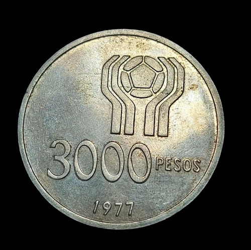 Argentina 3000 Pesos, 1977 Fifa 1978 Plata 900 Km#80 - 1126