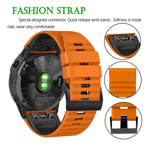 . Correa De Silicona De 22 Mm Y 26 Mm For Garmin Tactix 7