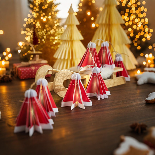Luces De Cuerda De Navidad, 10 Led Santa Claus Lights Hat.