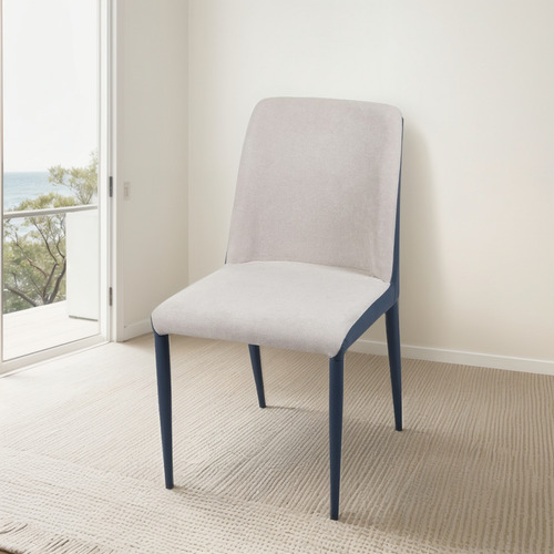 Silla Para Comedor Sidney Vanguardista Moderna Minimalista Color De La Estructura De La Silla Azul Marino Color Del Asiento Beige Diseño De La Tela Liso