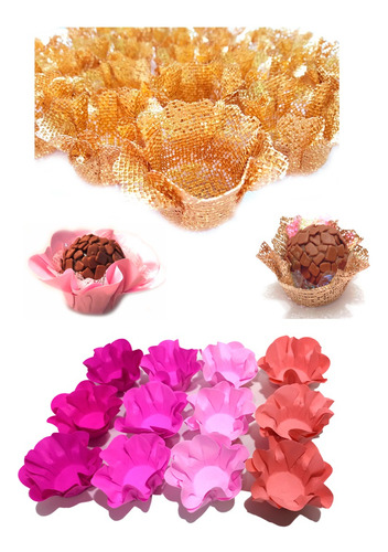 500 Forminhas Para Doces Finos Kit Misto Flor E Cestinhas