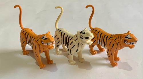 Playmobil Tigre Naranja Y Blanco Lote Con 3 Usados Zoológico