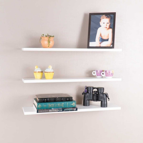 3 Prateleiras Mdf Branca Nicho Organizador 60 Cm Sala