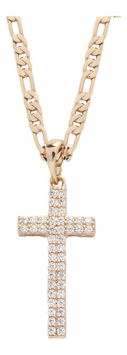 Dije De Cruz Mujer Diamante Collar Dorado Cadena Cristales