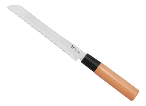Faca Para Pão Japan Inox Cabo Amadeirado Profissional Kehome Cor Prateado