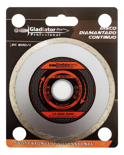 Disco Diamantado Continuo Gladiator Pro 110x22mm - Dc8110/1