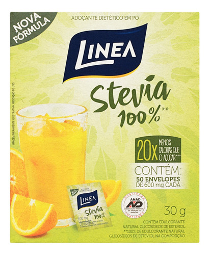 Adoçante Linea Stevia em pó  sem glúten 30 g 50 u