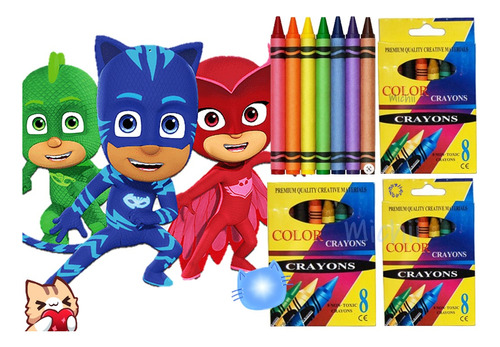 10 Libro Para Colorear Pj Mask + 10 Cajitas Crayones (8) :)