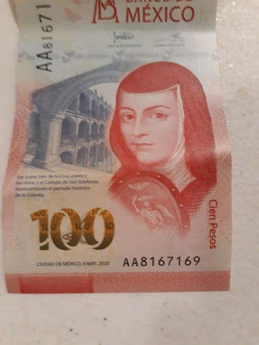 Billete De $100 Pesos Sor Juana Con Seri Aa 