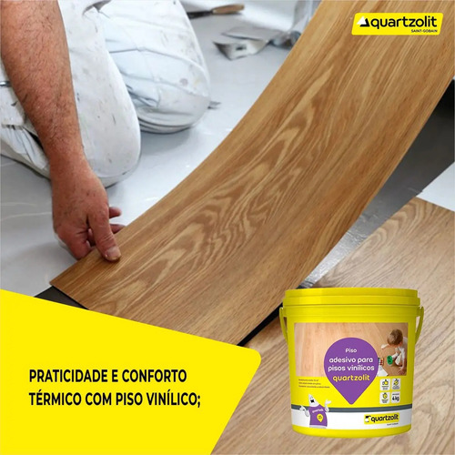 Cola Pisos Vinílicos Quartzolit 4kg Weber Balde Rende 13m²