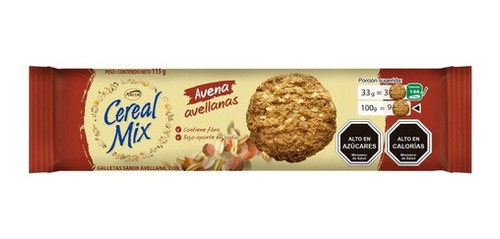 Galleta Cereal Mix Avena Avellanas 115 Grs