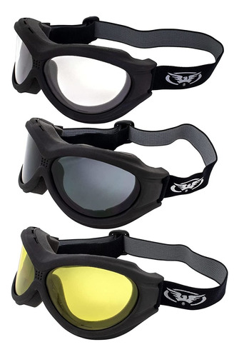 Big Ben Goggles 3 Pares De Marcos Negros 1 Lente Transp...