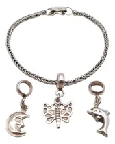 Comprar Pulsera Mujer Espiga Plata S950 Con 3 Dijes