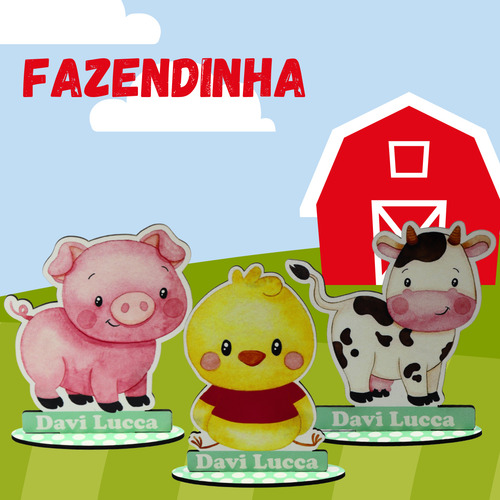 Kit 10 Centro De Mesa Baby Fazendinha Mdf Topo Enfeite Festa