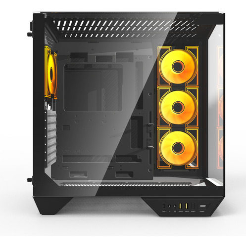 Gabinete Darkflash Dy470 Atx Lujo Vista 330° Con 4 Fans Argb Negro