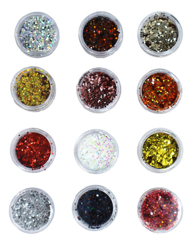 12 Glitter Encapsulado Flocado Pedrarias Caviar Strass Unhas Cor HS-715