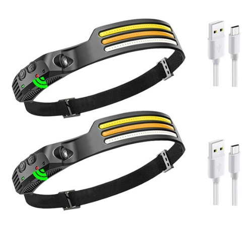 Linterna De Cabeza Pesca 3 Lineas Recargable +led Cob Roja
