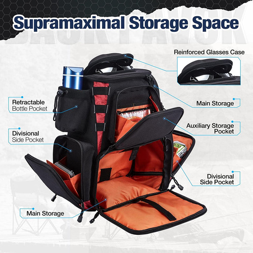 Mochila Para Aparejos De Pesca Piscifun Con 4 Cajas De Ap...