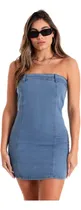 Comprar Vestido Mujer Jean Elastizado Strapless Ajustado Corto