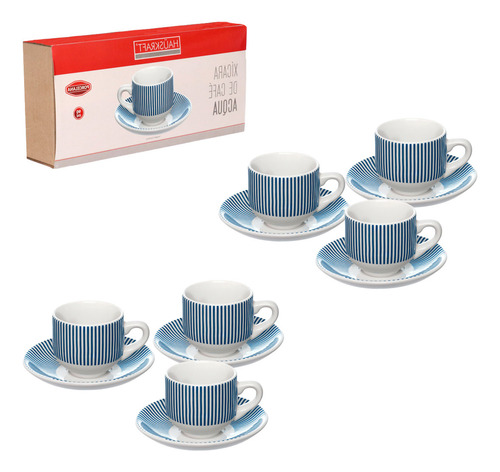 Conjunto 6 Xícaras E 6 Pires Para Café Capacidade 80ml