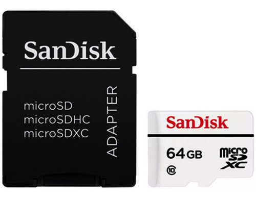 Memoria Micro Sd 64gb Sandisk Videovigilancia Clase 10 Graba 4k Full Hd