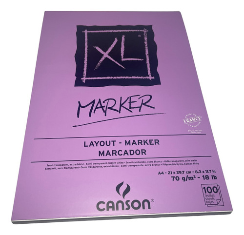 Block Canson Xl Marker Para Marcador A4 70grs 100 Hojas