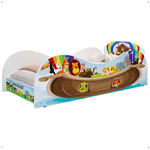 Cama Infantil Com Colchão Tema Biblico Arva De Noé 100% Mdf