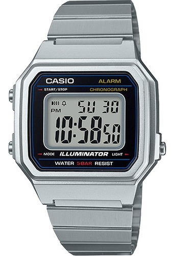 Reloj Casio Vintage Hombre B650wd-1a Luz |w| Color De La Correa Plateado Color Del Bisel Plateado Color Del Fondo Agua