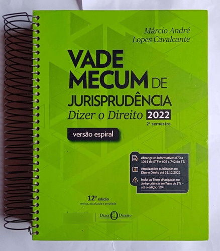 Livro Vade Mecum De Jurisprudência - Dizer O Direito (versão Espiral) - Márcio André; Lopes Cavalcante [2022]