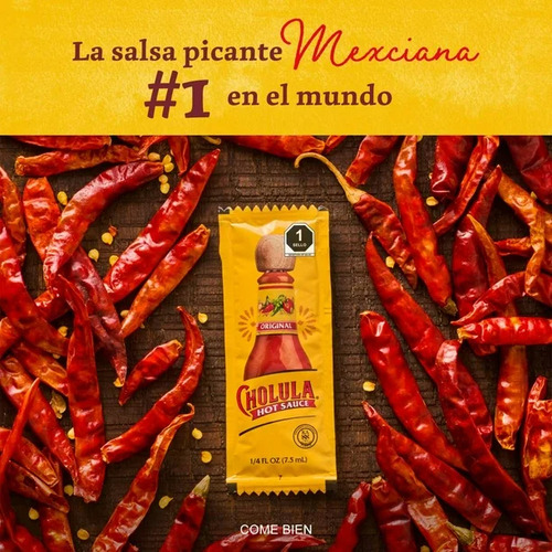 Salsa Picante Cholula Hot Sauce 200 Pzas De 7.5 Ml