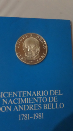 Imagen 3 de 4 de Moneda De Plata De Colección Andrés Bello Bcv