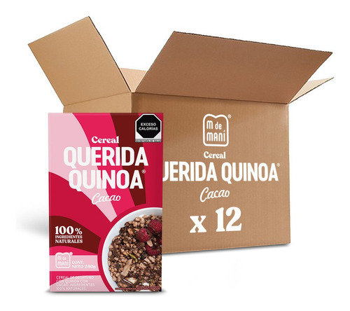 Cereal Querida Quinoa Cacao M De Maní - Caja Con 12 Pzs