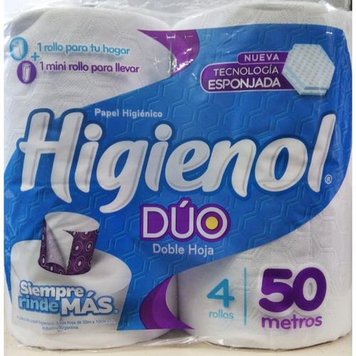Imagen 1 de 1 de Papel Higienico Higienol Duo 50 Metros Paquete De 4 Unid. 