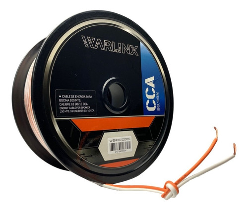 Cable Bocina Cca 100 Mts Waraudio Wsw18100ow Calibre 18 Awg