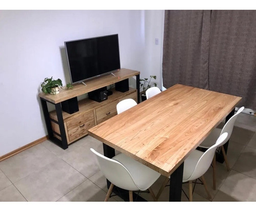 Imagen 5 de 6 de Mesa De Comedor Malcom Industrial Paraiso 80cm X 160cm