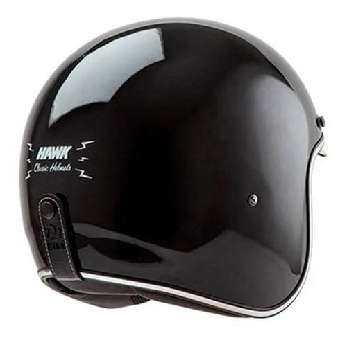 Imagen 3 de 5 de Casco Moto Abierto Hawk 721 Retro Negro Cuotas Devotobikes