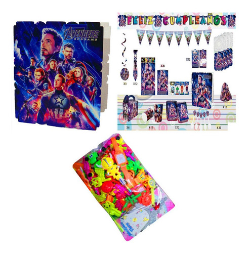 Kit Decoración Piñata Y Relleno Figura Fiesta Avengers X24