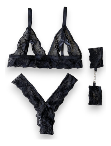 Conjunto Encaje Corpiño Abierto Lencería Temptation Lingerie