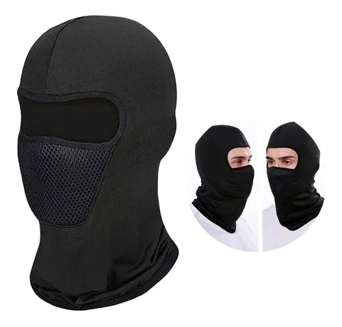 Pasamontaña Balaclava Capucha Mascara Moto Deporte Invierno Color Negro Diseño De La Tela Lisa Talle Único