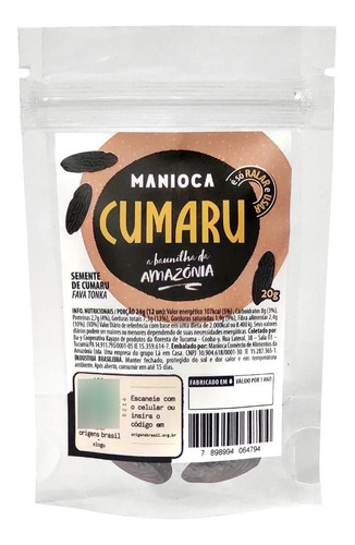 Semente De Cumaru Manioca Fava Tonka Baunilha Brasileira 20g