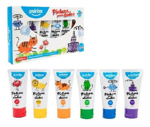 Pintadedos Escolar Pack 6 Unds Pintura Para Dedos