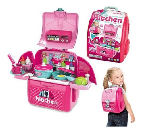 Set De Cocinita Chef Modelo Mochila Para Niñas, Niños