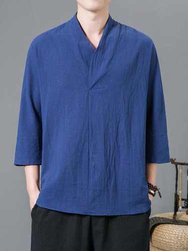 Camisa China Tradicional De Verano, Ropa De Hombre, Top