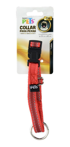 Collar Ultra Grip Bandas Reflejante Chico Rojo Fancy Pets