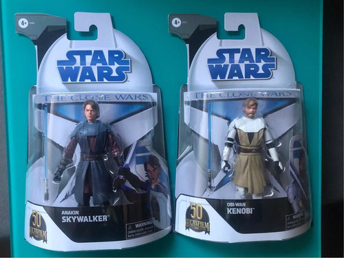 Obi Wan Y Anakin Skywalker Clone Wars Black Series 50th Aniv (Usado)