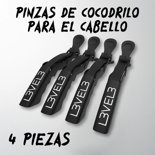 Set De Pinzas Clips Para Cabello Level 3 Adaptables 4 Pzs